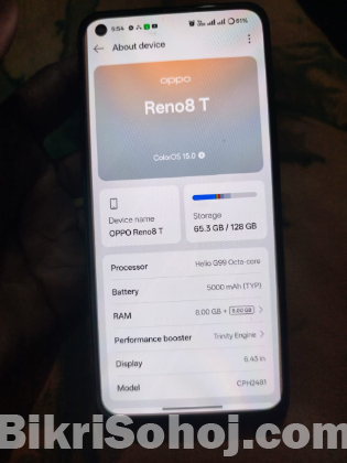 Oppo reno 8t 8/128